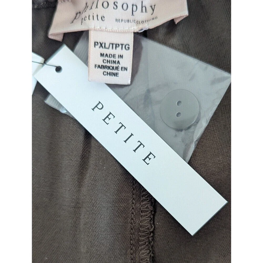 Philosophy Petite Olive Green Tencel Pants PXL Elastic Waist Casual New With... - Picture 6 of 8